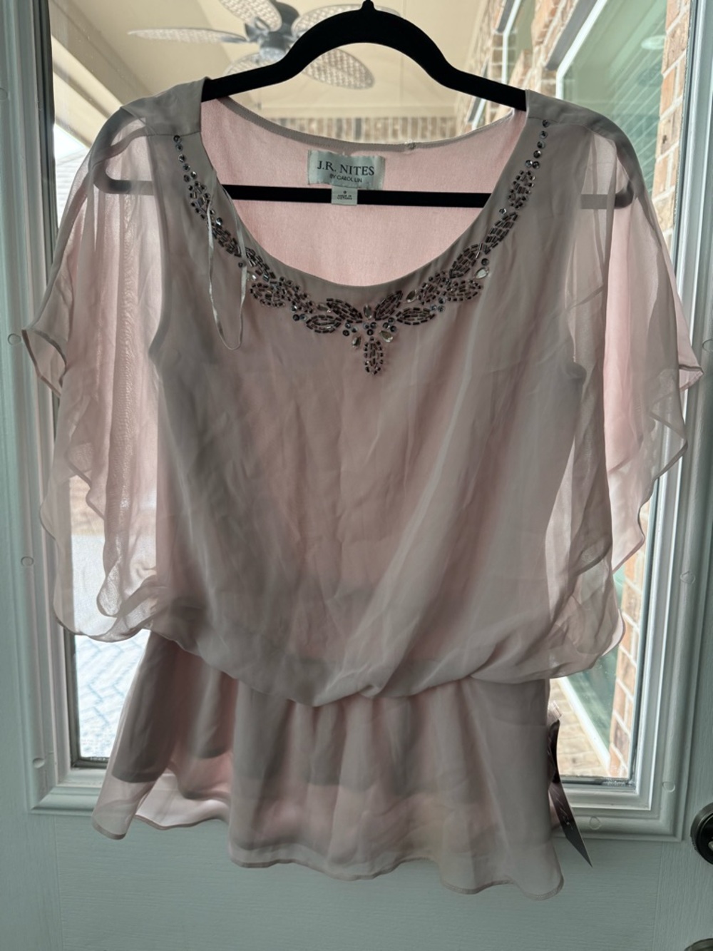 Vintage Pink Beaded Chiffon Blouse